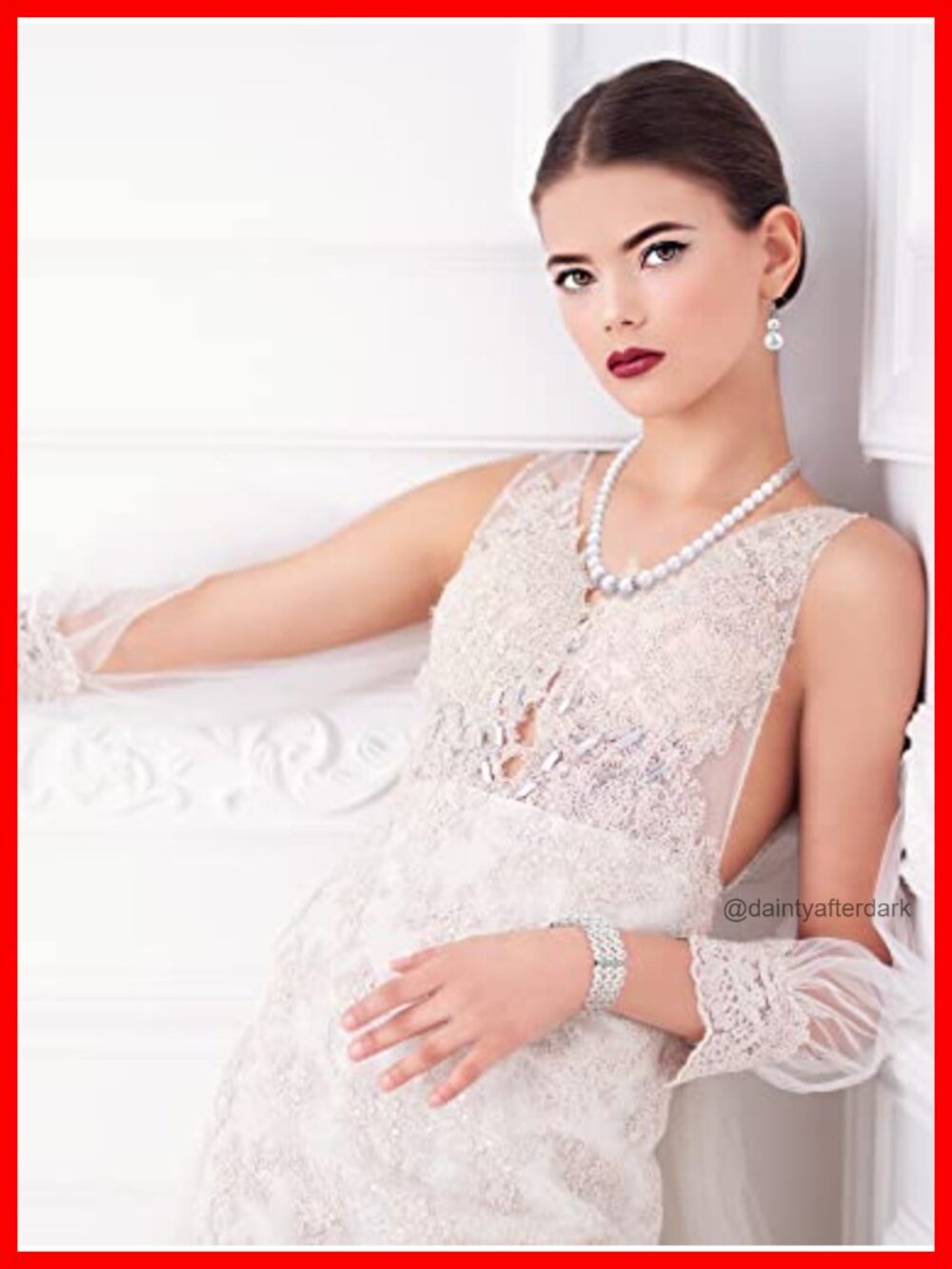 Faux Pearl Necklace and Earring Set with Bracelet - 8 Piece Jewelry Set for - Picture 5 of 6